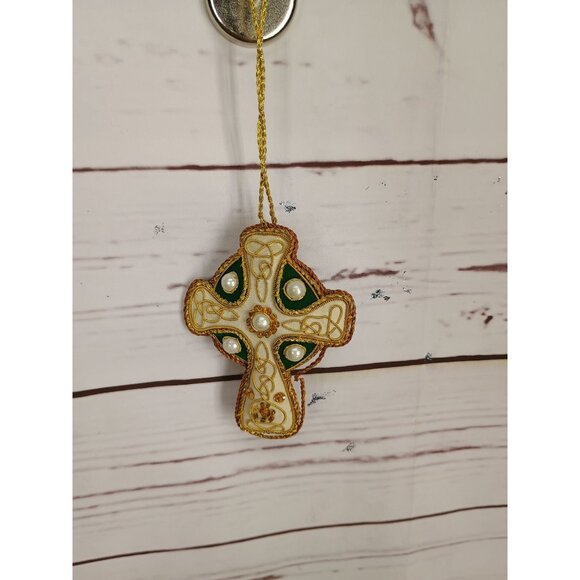 Irish Christmas Ornament Celtic‎ Cross Velvet 4 Inches - Picture 2 of 6